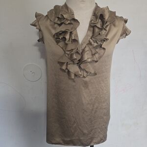 Amanda Uprichard Elegant Ruffled Tan Women's Top